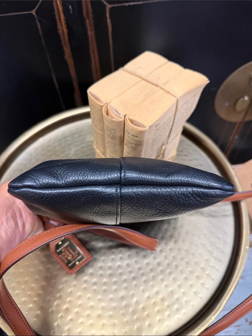 Ralph Lauren Leather Crossbody Bag in Black